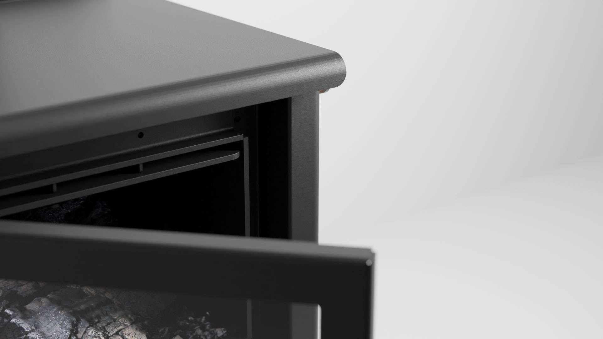 Maxen Wood Fireplace 6mm Steel Close Up
