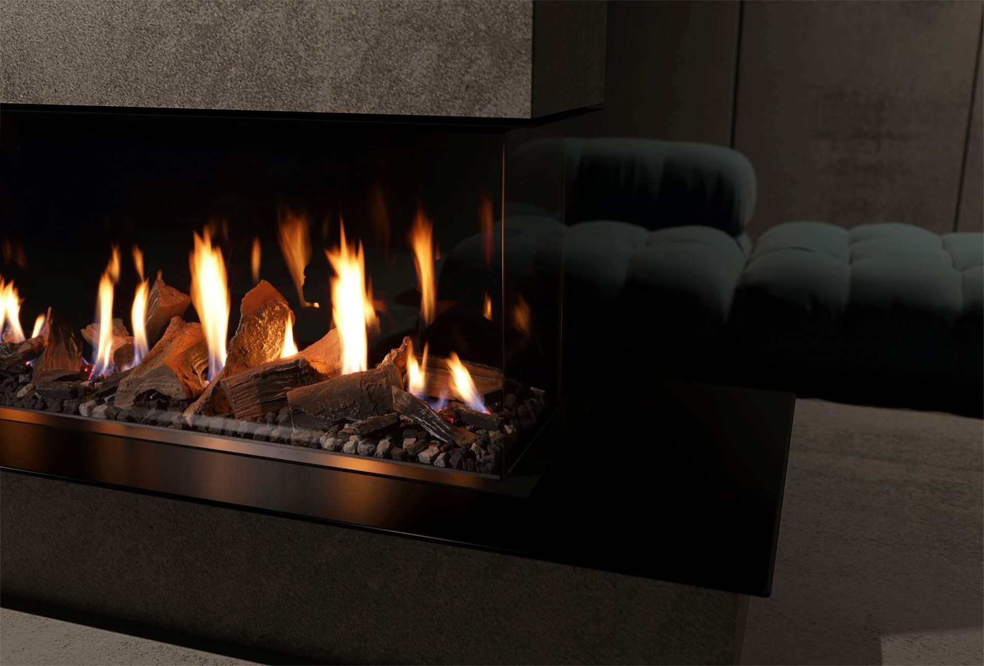 MODE KS1460 Peninsula Gas Fireplace Flames